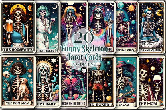 Download Funny Skeleton Tarot Card Sublimation - Tarot Collection