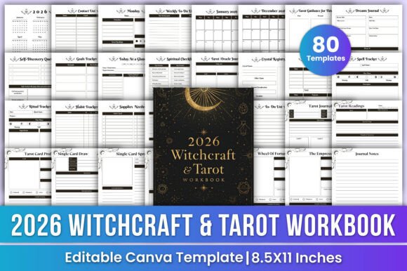 Download 2026 Witchcraft &amp; Tarot Workbook Canva - Tarot Collection