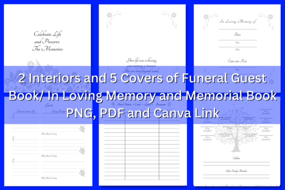 Download 2 Funeral Guest Book Interior + 5 Covers - Guest book interior Collection